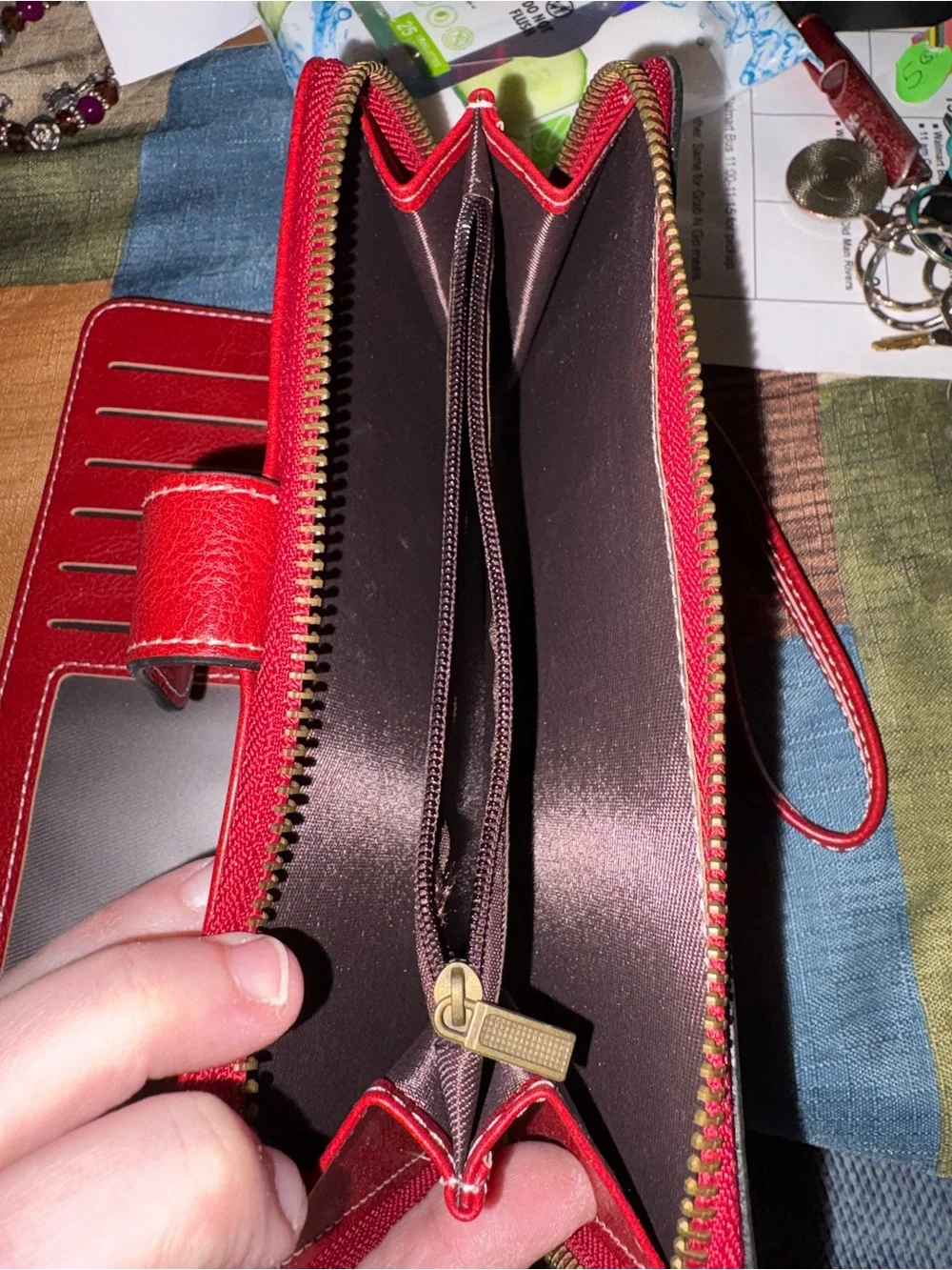 Red Studded Wristlet Wallet